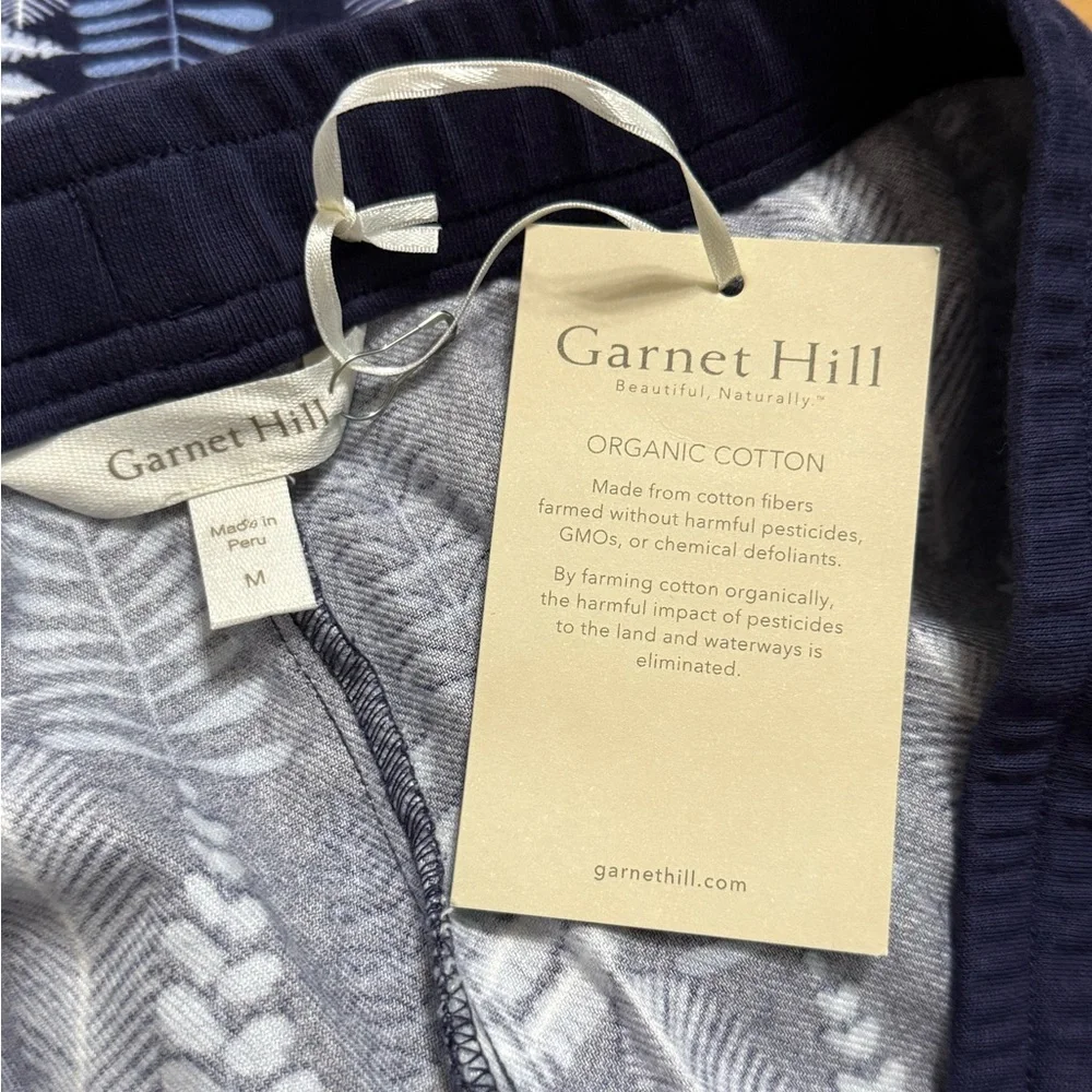 NWT Garnet Hill Blue Fern Flannel Jogger Pajama Pants Organic Pima Cotton Medium - Picture 5 of 8